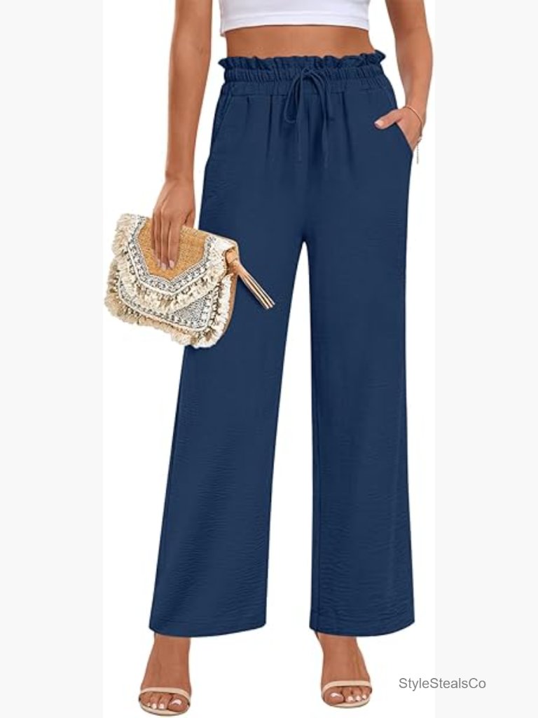 Wide Leg Palazzo Pants With Pockets High Waist Casual Summer Outfits
